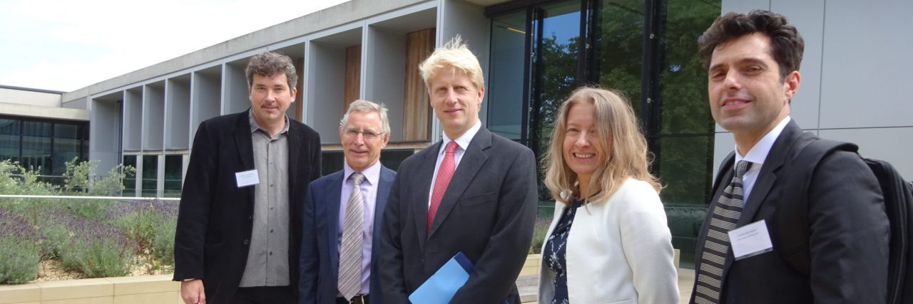Jo Johnson, Minister for Universities and Science, Andrew Thompson, RCUK Global Challenges Research Fund Champion and Dr Amanda Collis, BBSRC Executive Director, Science