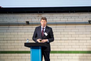 Bob Doherty spekaing at the Future of Food launch Manchester