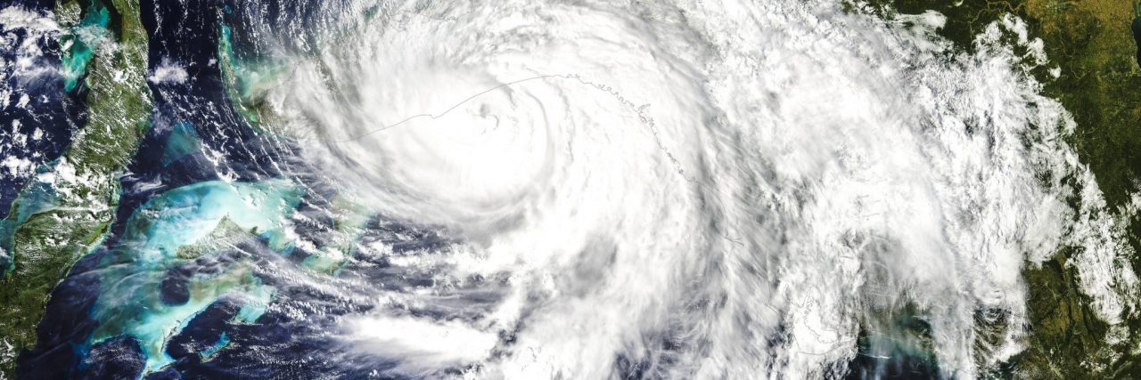 Aerial view of a hurricane