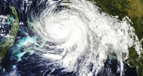 Aerial view of a hurricane