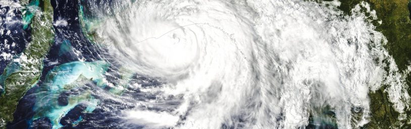 Aerial view of a hurricane