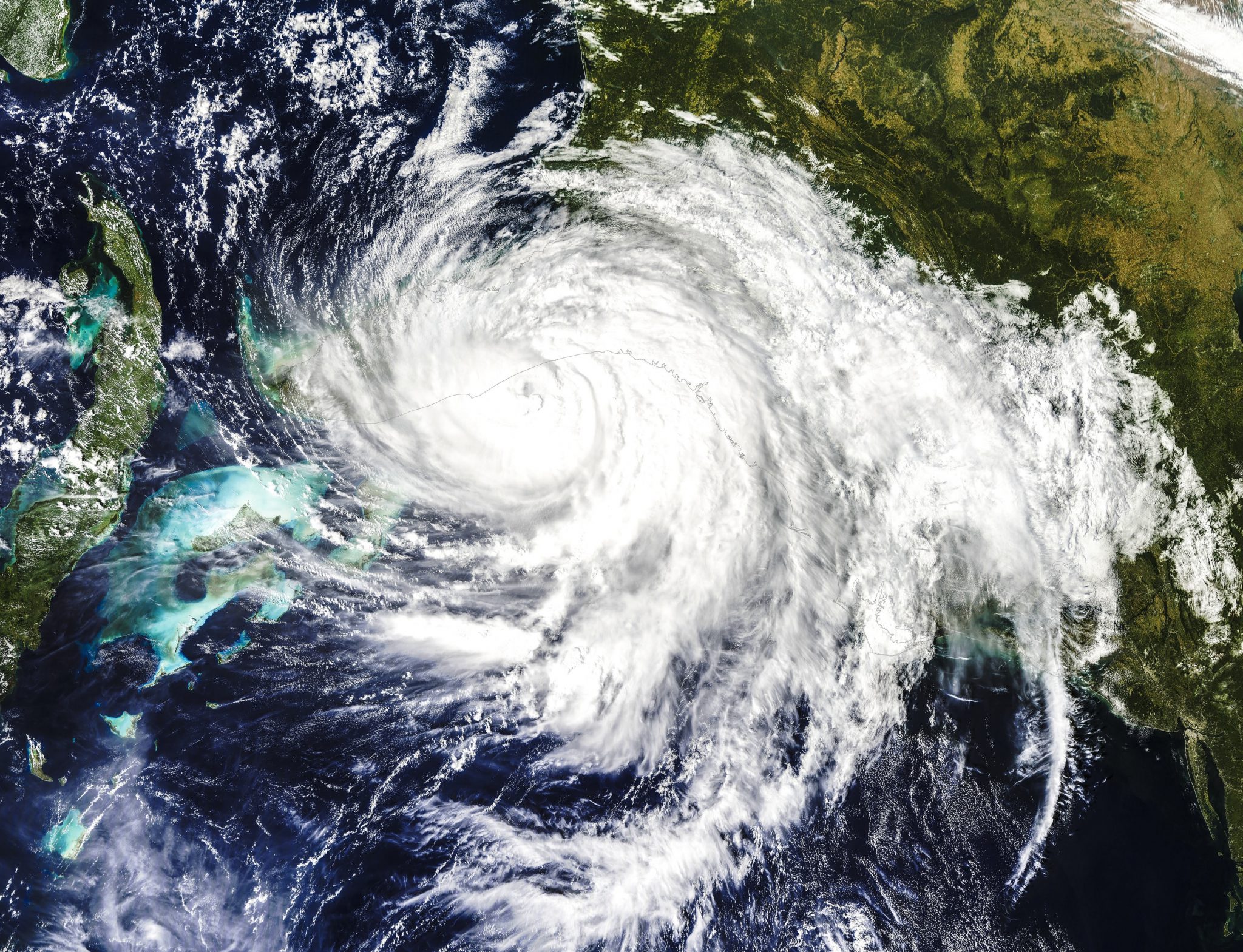 Aerial view of a hurricane