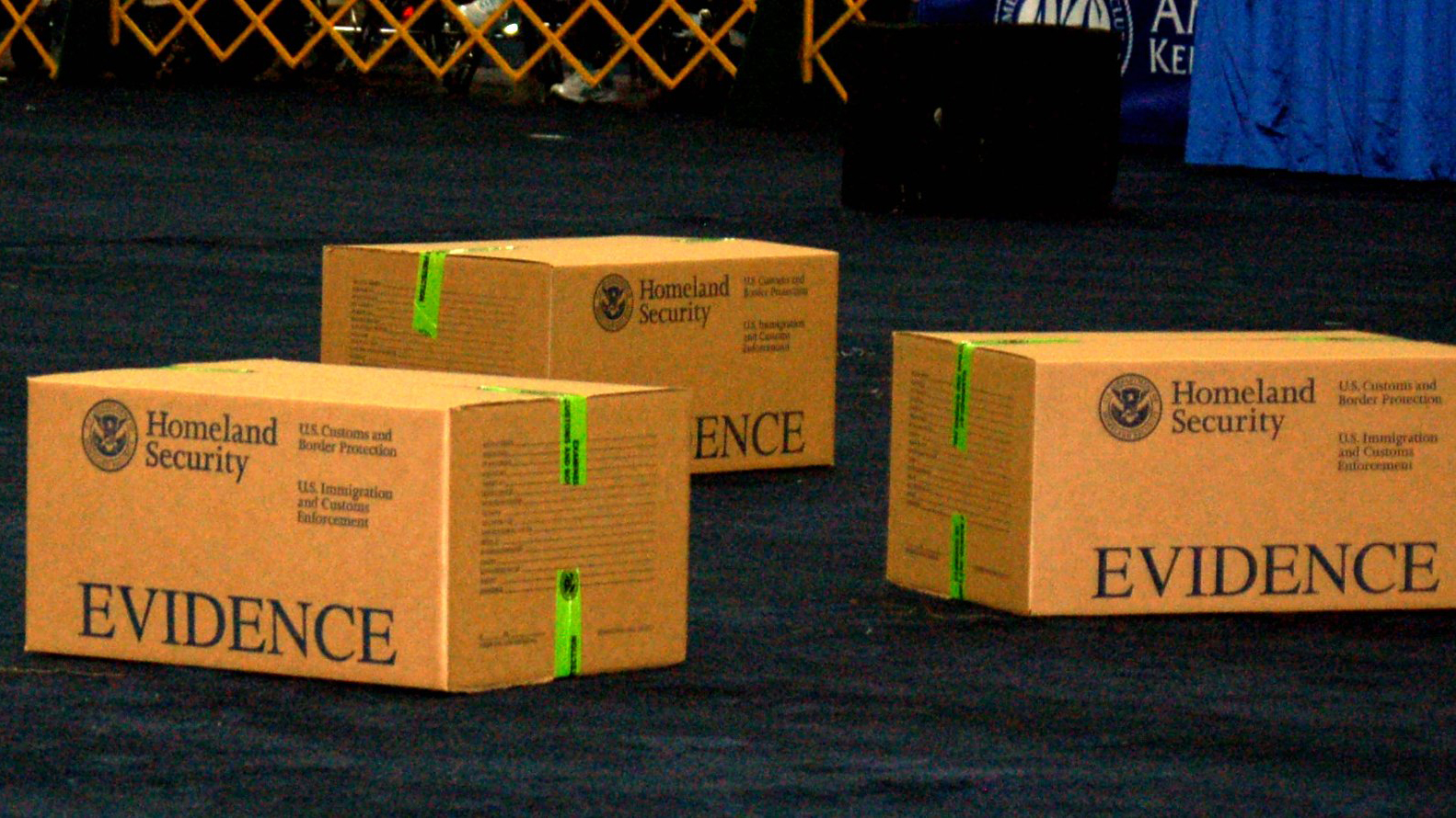 Homeland Security boxes of evidence