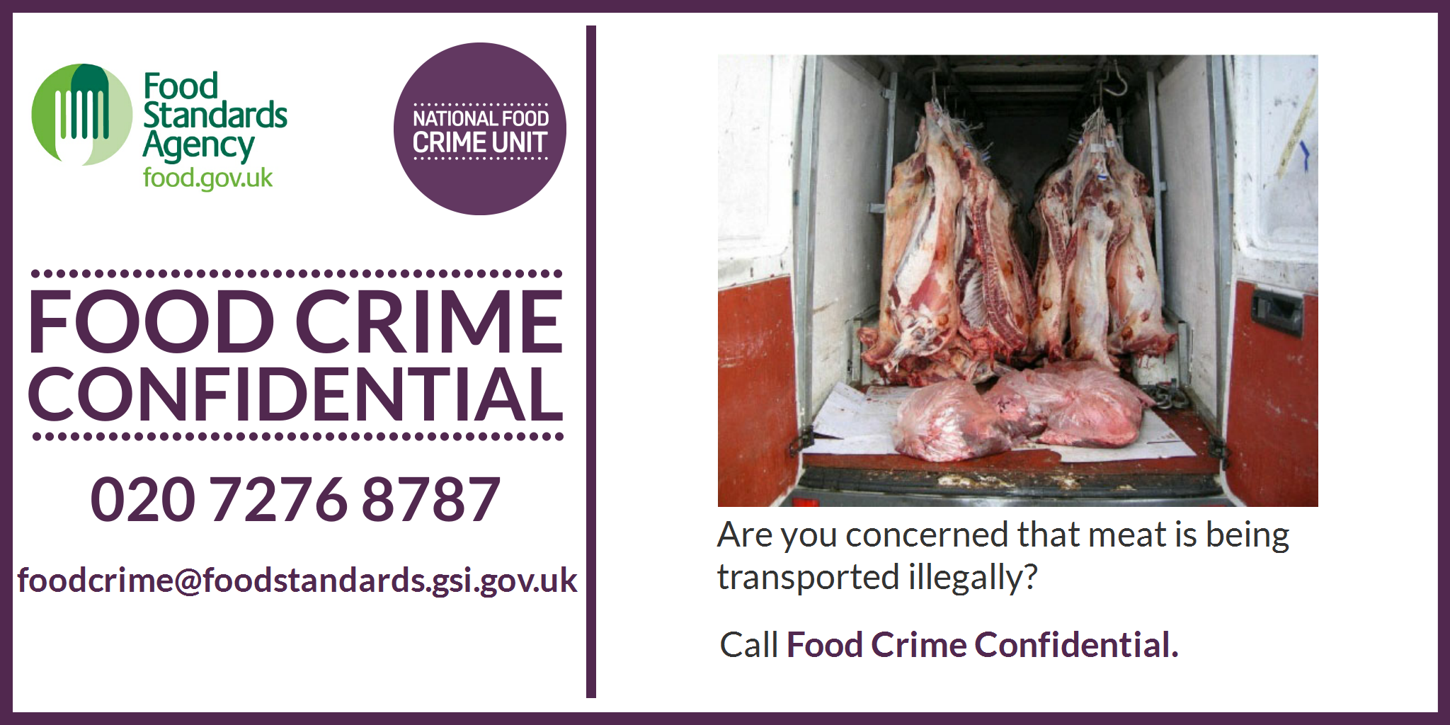 Food Standards Agency Food Crime Confidential campaign