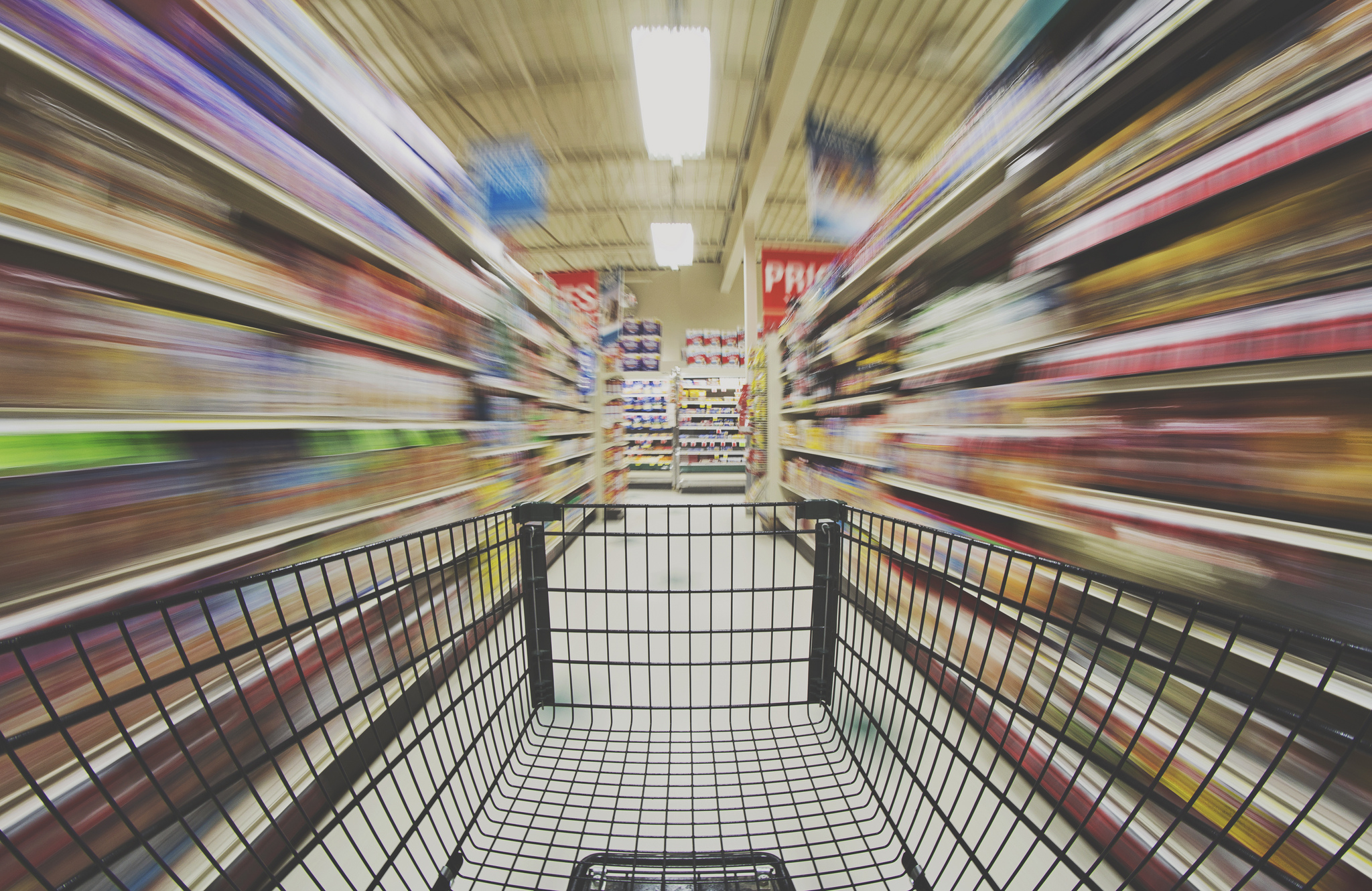 Empty trolley in a supermarket