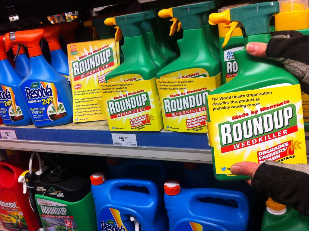 Bottles of Roundup and Resolva weedkiller