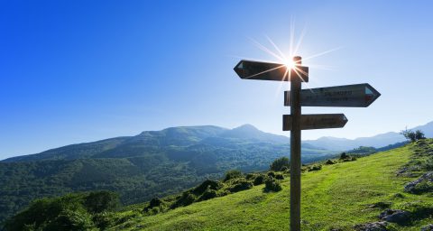 Signpost in the mountain