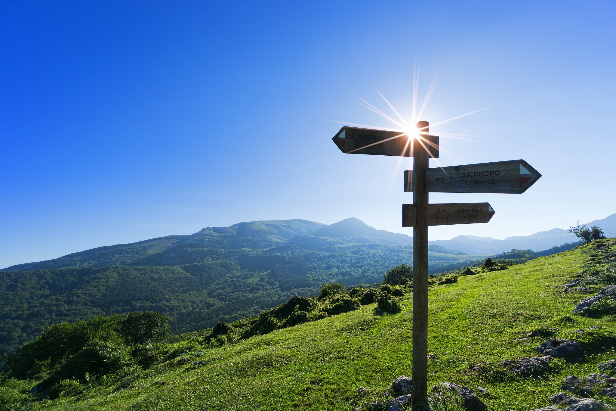 Signpost in the mountain