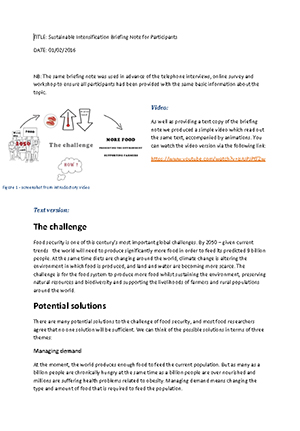 Food Futures Panel: Sustainable intensification (briefing note)