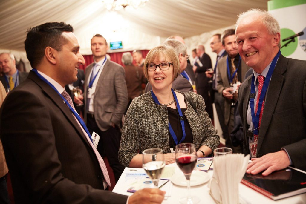 Riaz Bhunnoo, Head of the GFS programme, Melanie Welham, BBSRC Chief Executive, and Lord Cameron of Dillington, Chairman of the GFS Strategy Advisory Board, speaking at the event